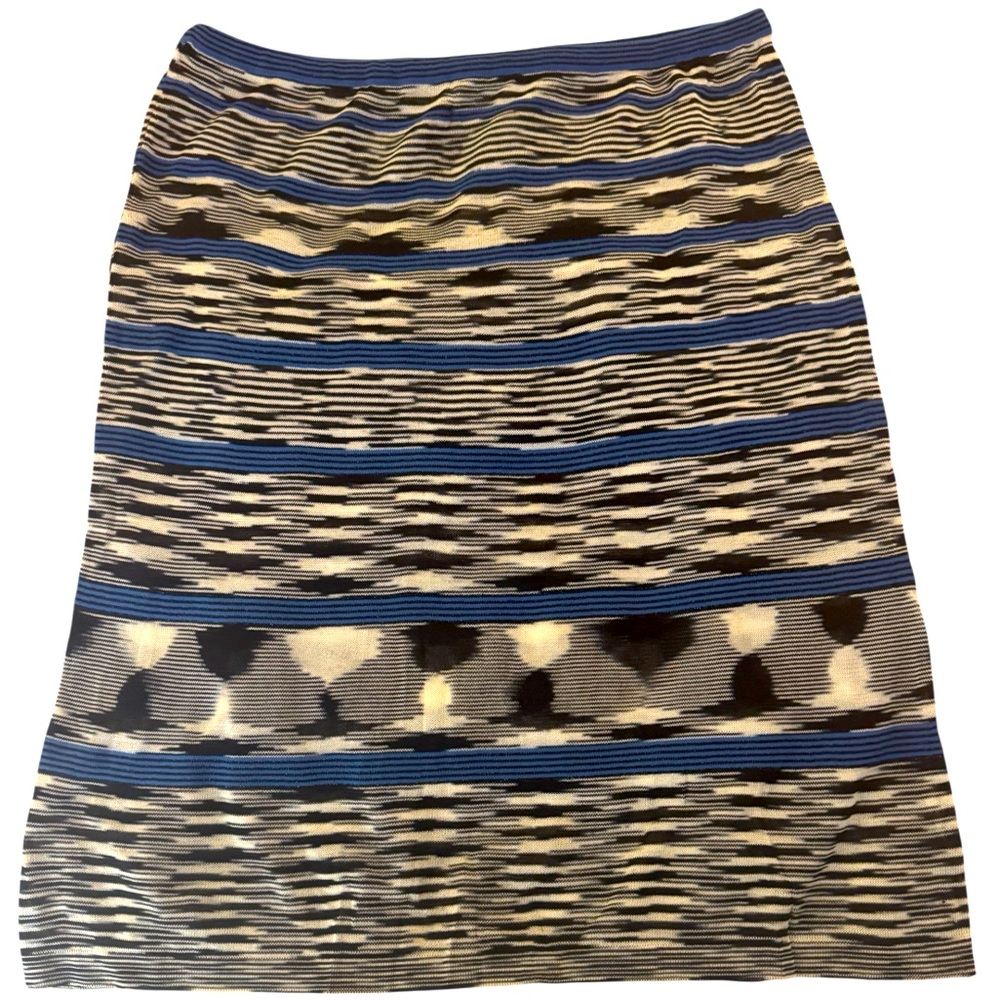 Missoni Skirt Womens Size 48 Blue Black White Striped Knit Midi Italy Boho